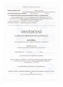Osvědčení o získání profesní kvalifikace